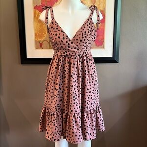 DANI & DAVI Lauren Tiered Ruffle Spotted Low Back Surplice Dress Size Medium